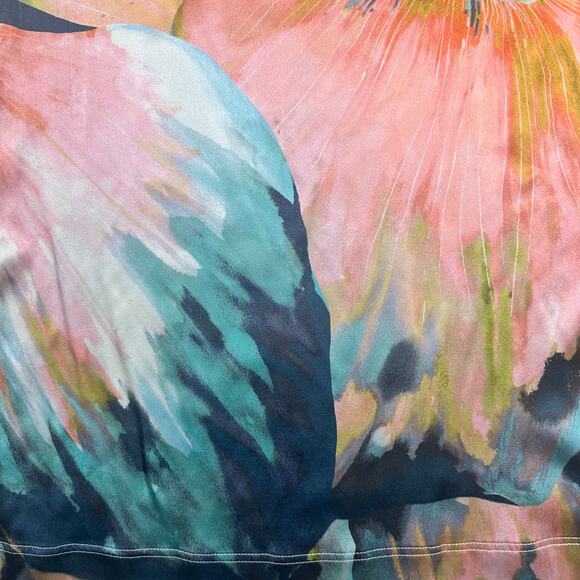 St. John Abstract Watercolor Luxe Silk Blend Blouse Size XL - Picture 2 of 5